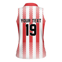 Custom German European Football Champions Women Sleeveless Polo Shirt Rot Weiss Geometric Stripes