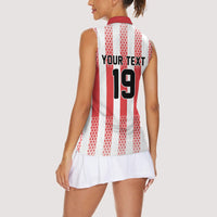 Custom German European Football Champions Women Sleeveless Polo Shirt Rot Weiss Geometric Stripes