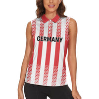 Custom German European Football Champions Women Sleeveless Polo Shirt Rot Weiss Geometric Stripes