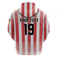 Custom German European Football Champions Zip Hoodie Rot Weiss Geometric Stripes