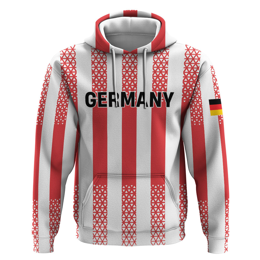 Custom German European Football Champions Zip Hoodie Rot Weiss Geometric Stripes