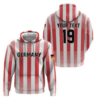 Custom German European Football Champions Zip Hoodie Rot Weiss Geometric Stripes