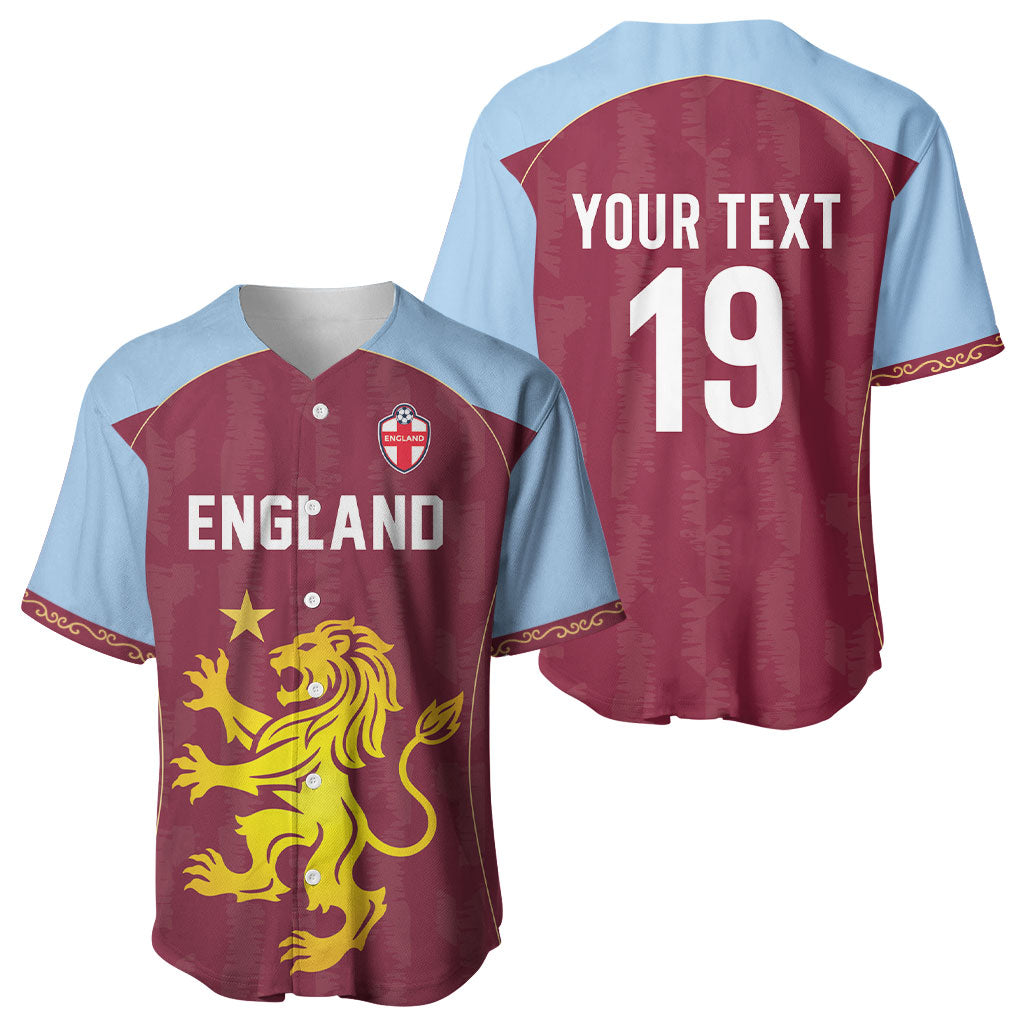 Custom England European Football Champions Baseball Jersey The Villans Rampant Lion Pride