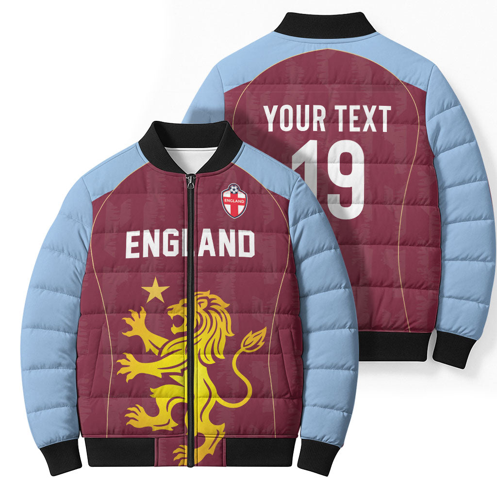 Custom England European Football Champions Bomber Puffer Jacket The Villans Rampant Lion Pride