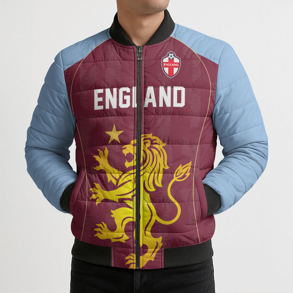 Custom England European Football Champions Bomber Puffer Jacket The Villans Rampant Lion Pride
