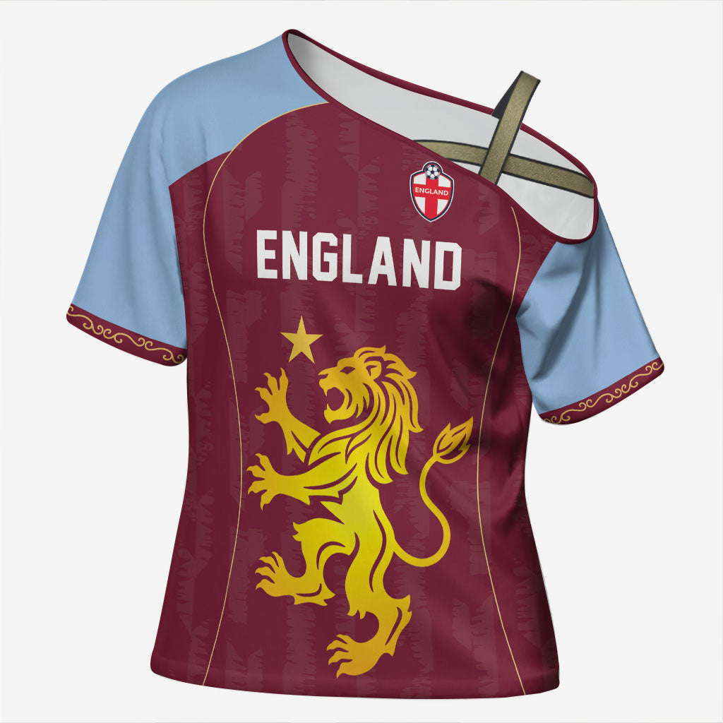 Custom England European Football Champions Cross Shoulder Shirt The Villans Rampant Lion Pride