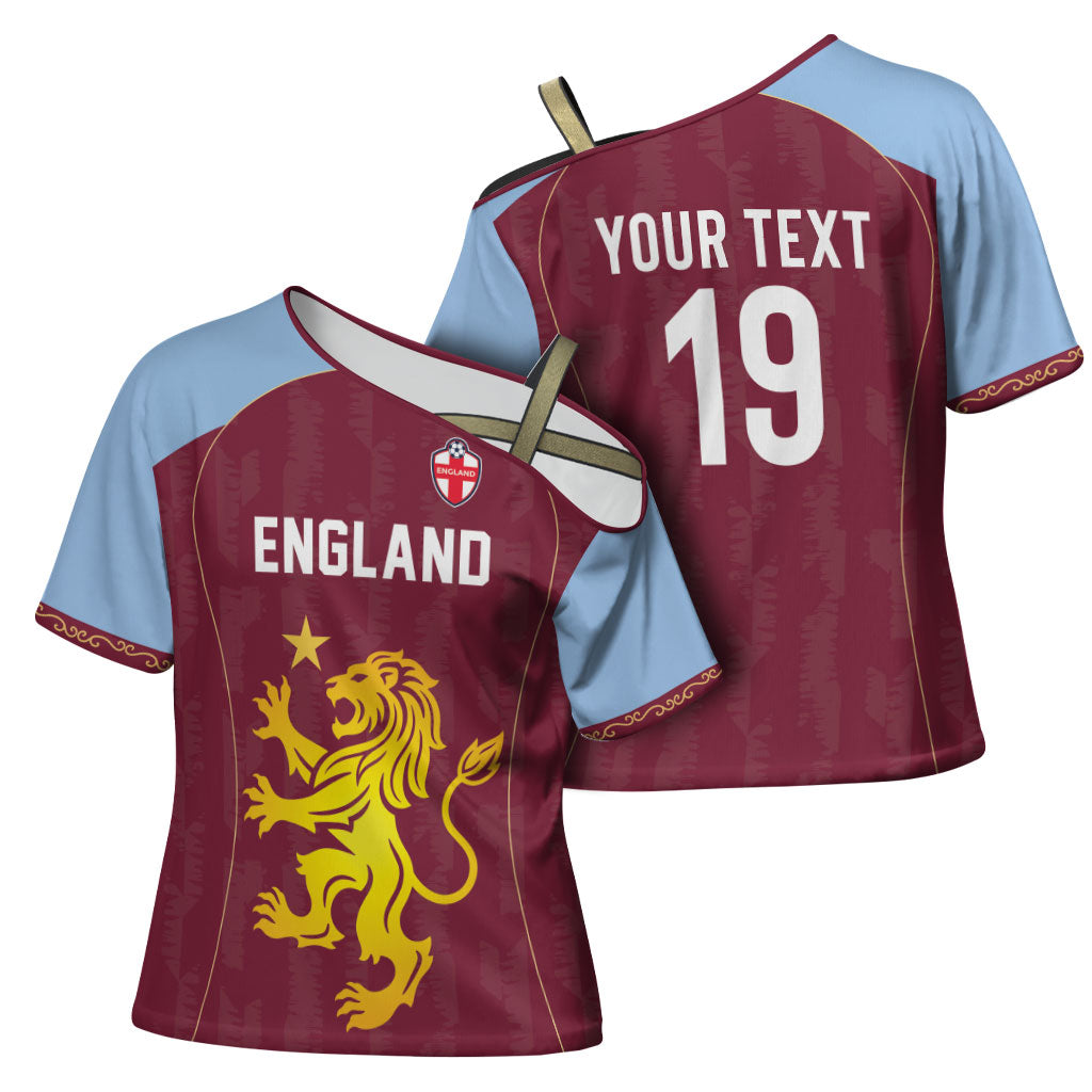 Custom England European Football Champions Cross Shoulder Shirt The Villans Rampant Lion Pride