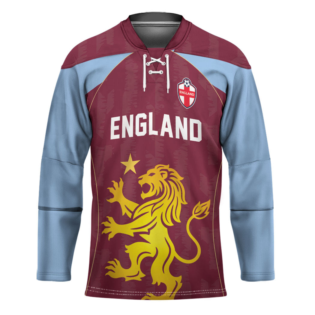 Custom England European Football Champions Hockey Jersey The Villans Rampant Lion Pride