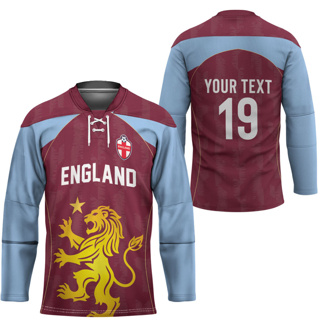 Custom England European Football Champions Hockey Jersey The Villans Rampant Lion Pride