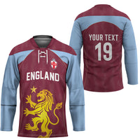 Custom England European Football Champions Hockey Jersey The Villans Rampant Lion Pride