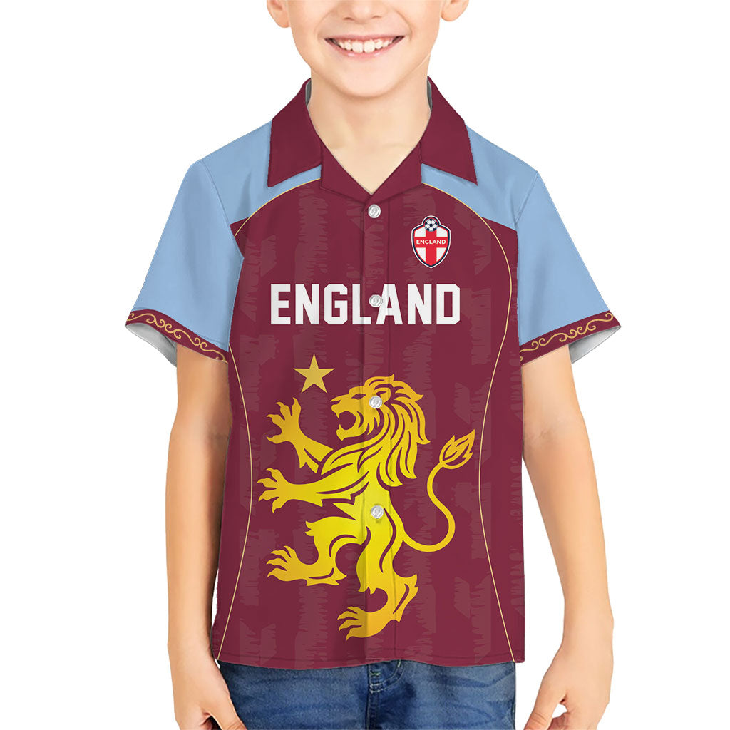 Custom England European Football Champions Kid Hawaiian Shirt The Villans Rampant Lion Pride