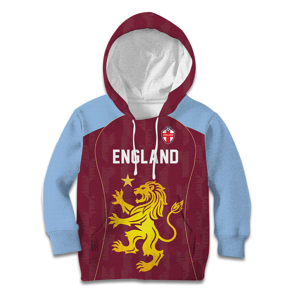 Custom England European Football Champions Kid Hoodie The Villans Rampant Lion Pride