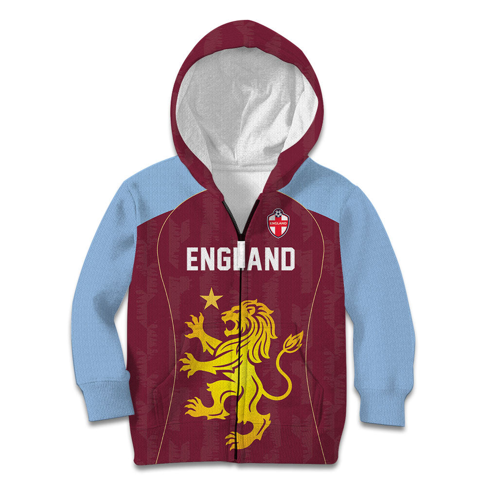Custom England European Football Champions Kid Hoodie The Villans Rampant Lion Pride