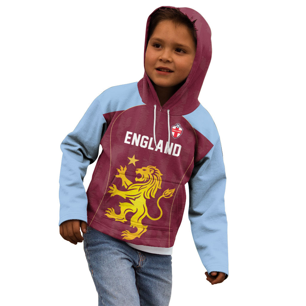 Custom England European Football Champions Kid Hoodie The Villans Rampant Lion Pride