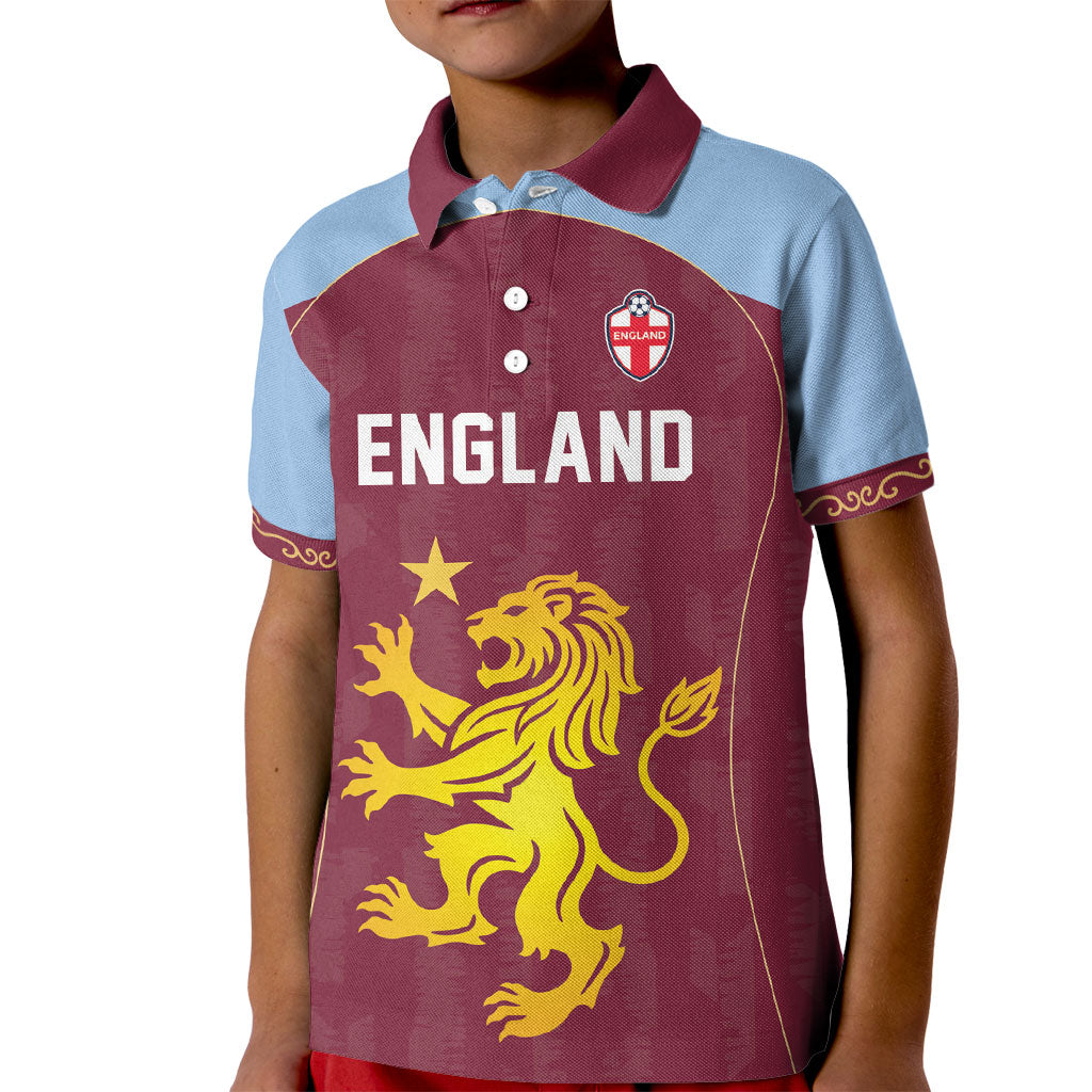 Custom England European Football Champions Kid Polo Shirt The Villans Rampant Lion Pride