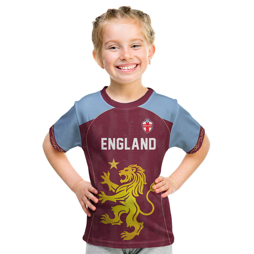 Custom England European Football Champions Kid T Shirt The Villans Rampant Lion Pride