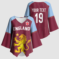 Custom England European Football Champions Kimono Sleeve Blouse The Villans Rampant Lion Pride