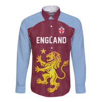 Custom England European Football Champions Long Sleeve Button Shirt The Villans Rampant Lion Pride