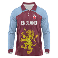 Custom England European Football Champions Long Sleeve Polo Shirt The Villans Rampant Lion Pride