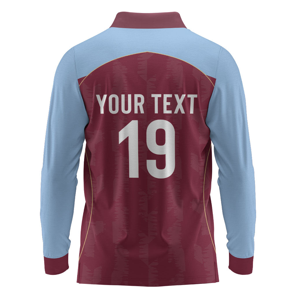 Custom England European Football Champions Long Sleeve Polo Shirt The Villans Rampant Lion Pride