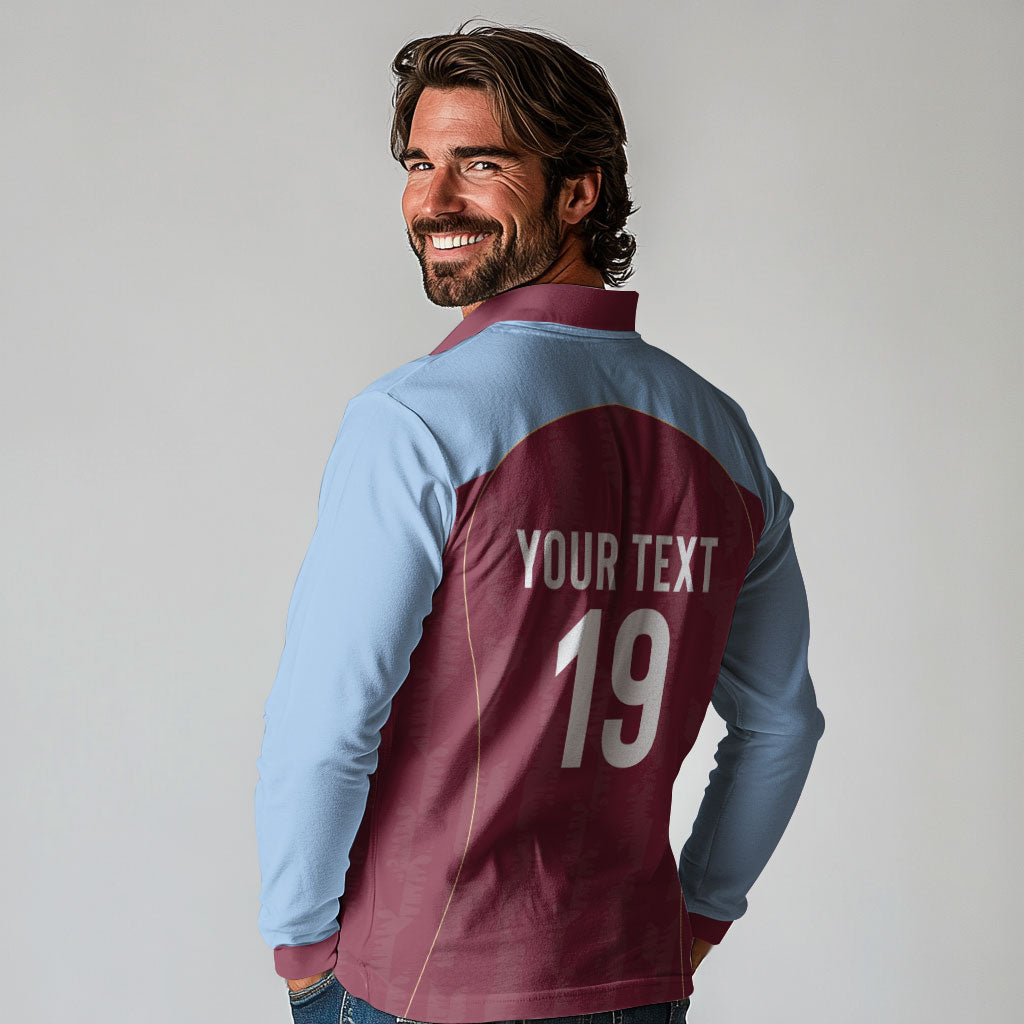 Custom England European Football Champions Long Sleeve Polo Shirt The Villans Rampant Lion Pride