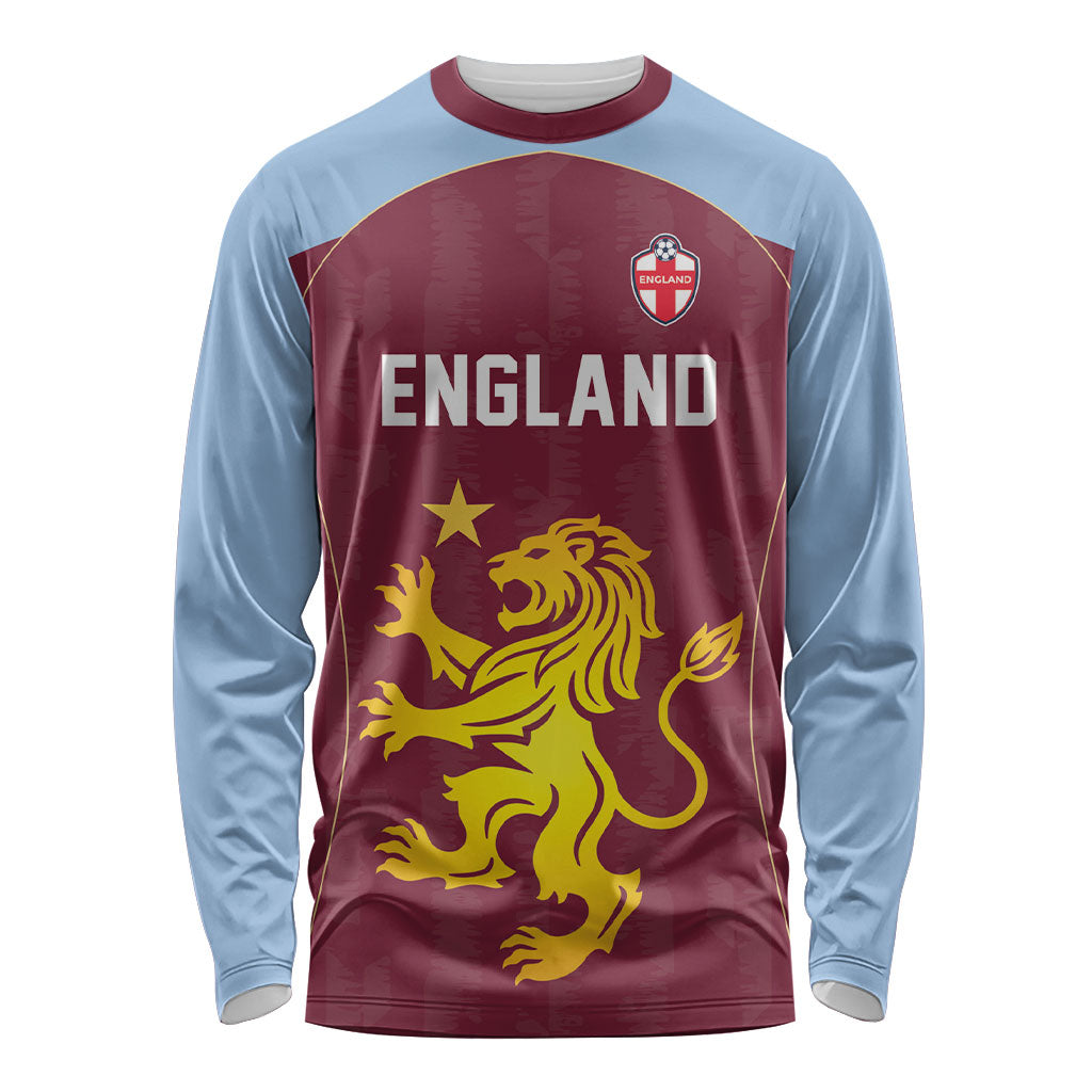 Custom England European Football Champions Long Sleeve Shirt The Villans Rampant Lion Pride