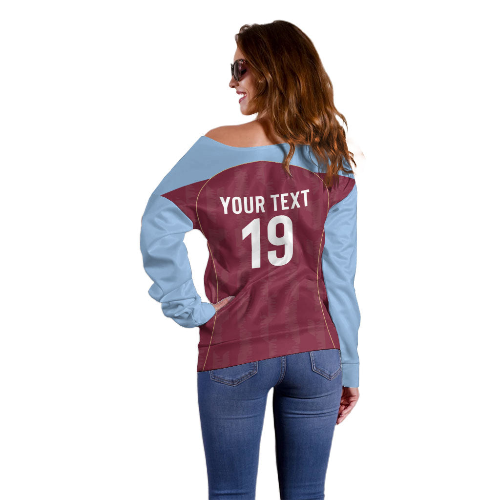Custom England European Football Champions Off Shoulder Sweater The Villans Rampant Lion Pride