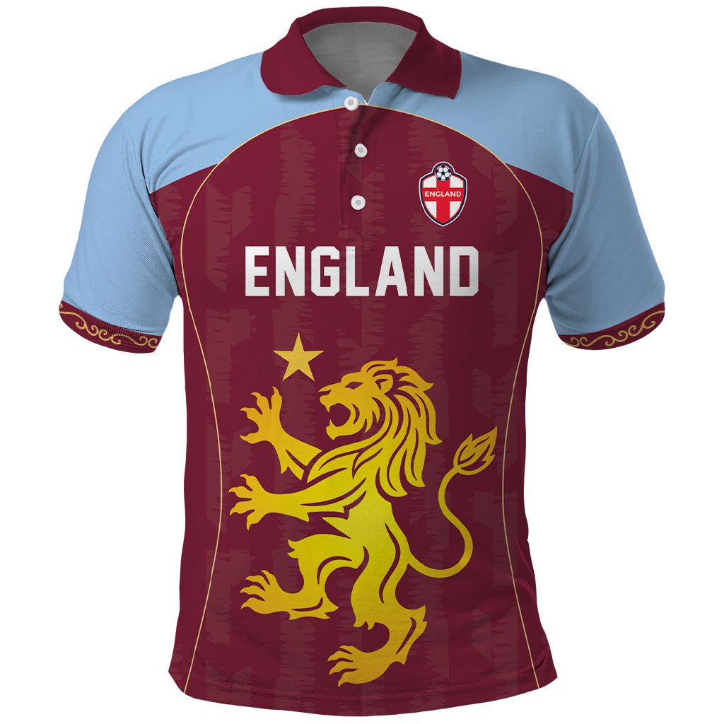 Custom England European Football Champions Polo Shirt The Villans Rampant Lion Pride