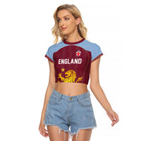 Custom England European Football Champions Raglan Cropped T Shirt The Villans Rampant Lion Pride