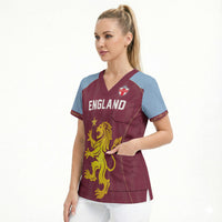 Custom England European Football Champions Scrub Top The Villans Rampant Lion Pride