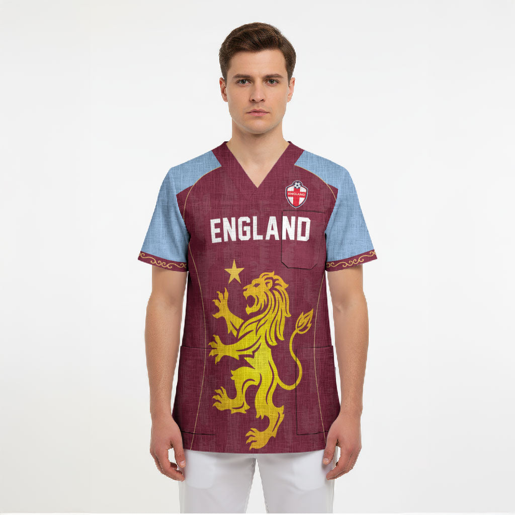 Custom England European Football Champions Scrub Top The Villans Rampant Lion Pride
