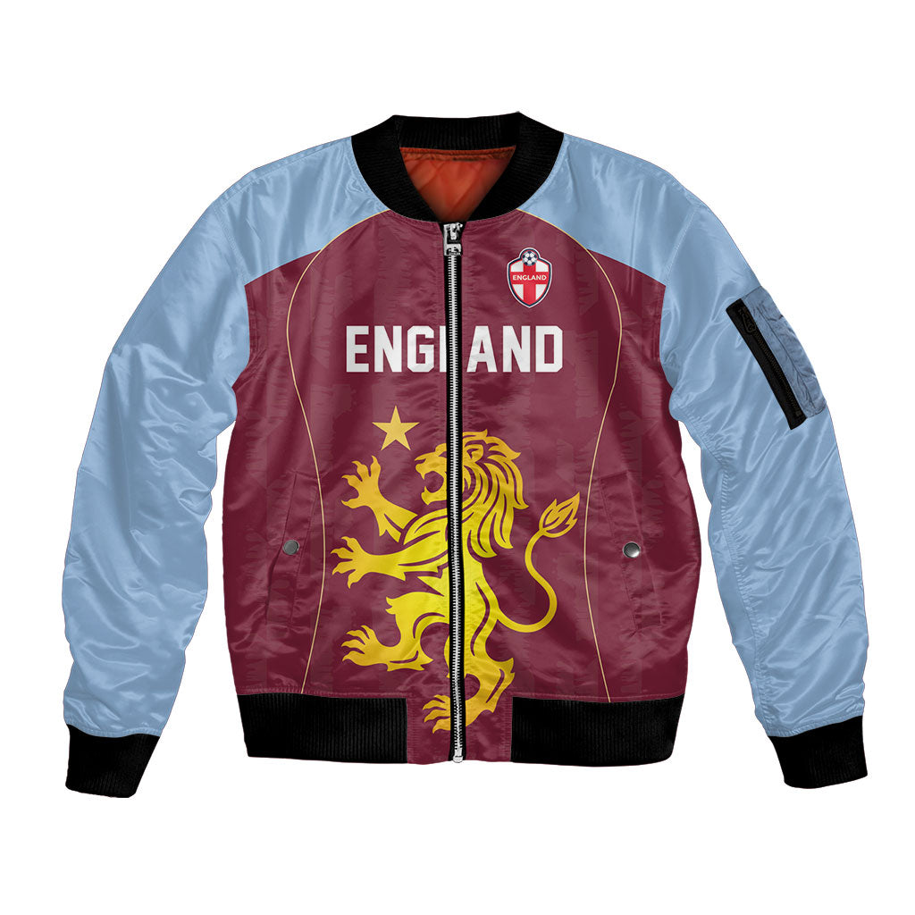 Custom England European Football Champions Sleeve Zip Bomber Jacket The Villans Rampant Lion Pride