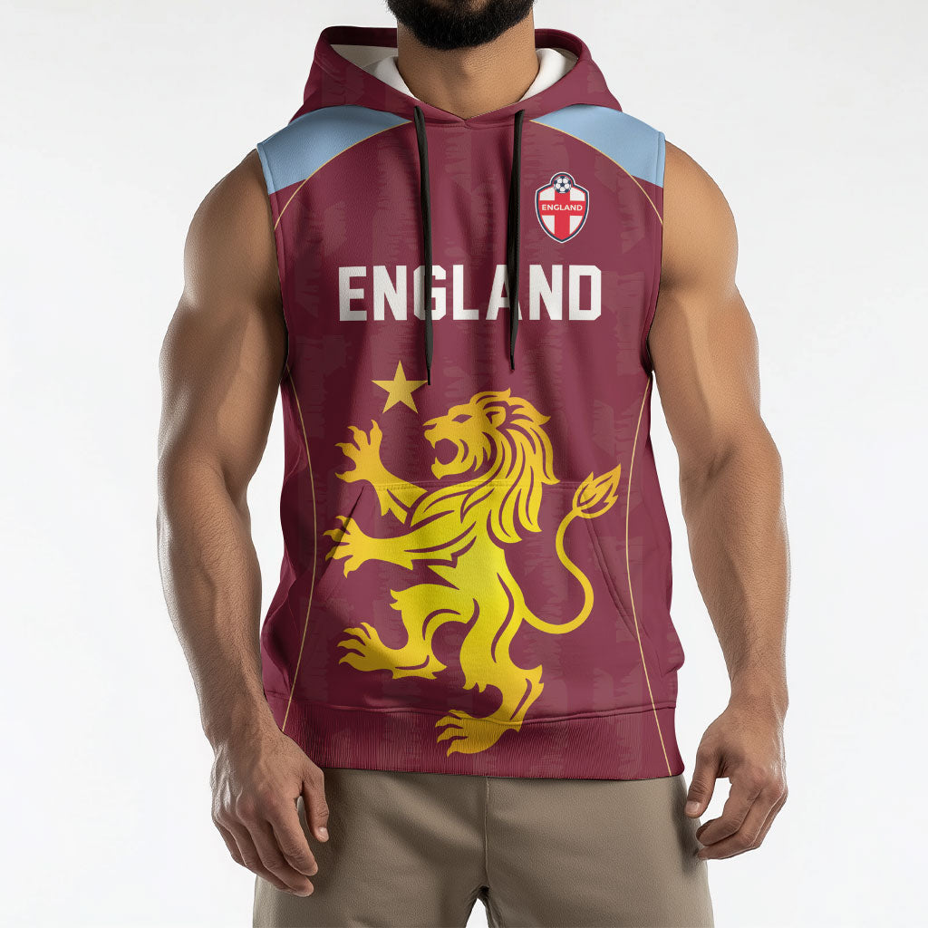 Custom England European Football Champions Sleeveless Hoodie The Villans Rampant Lion Pride