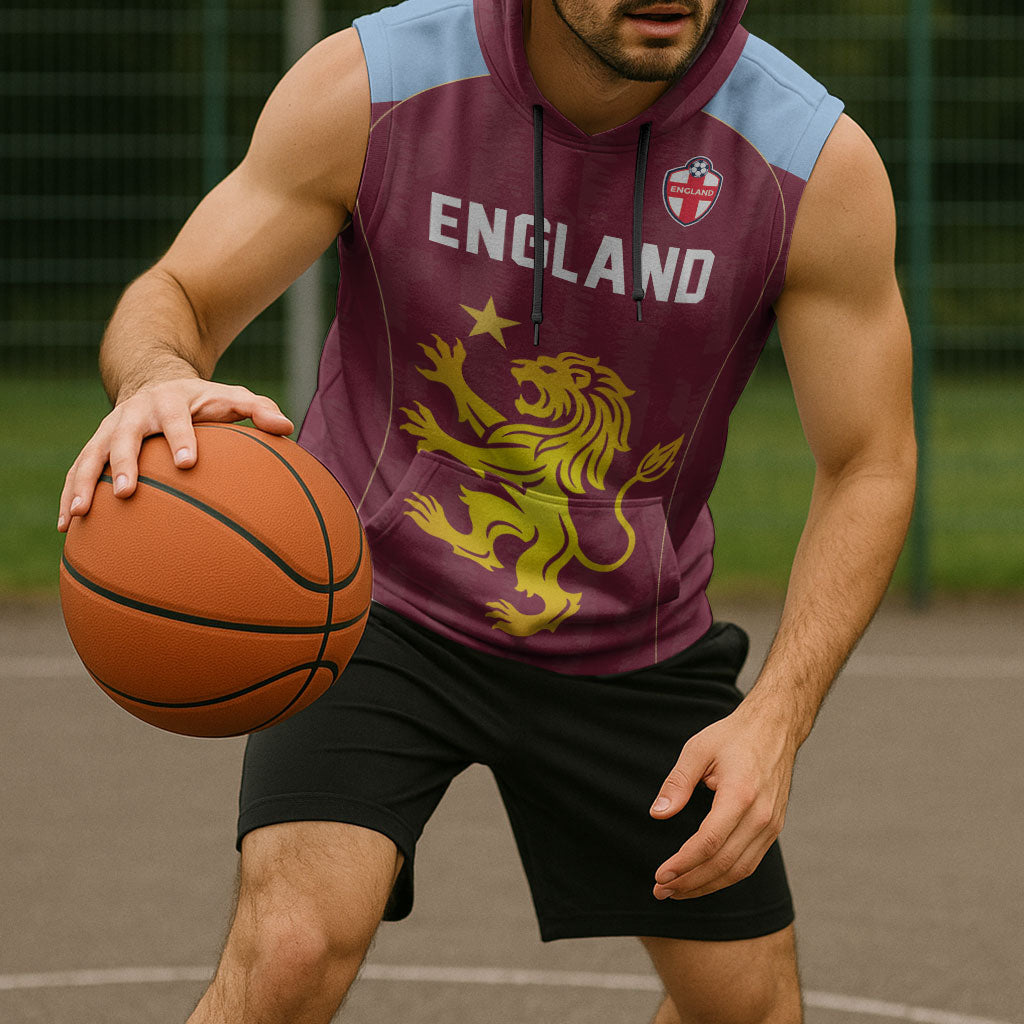 Custom England European Football Champions Sleeveless Hoodie The Villans Rampant Lion Pride