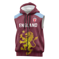 Custom England European Football Champions Sleeveless Zip Hoodie The Villans Rampant Lion Pride