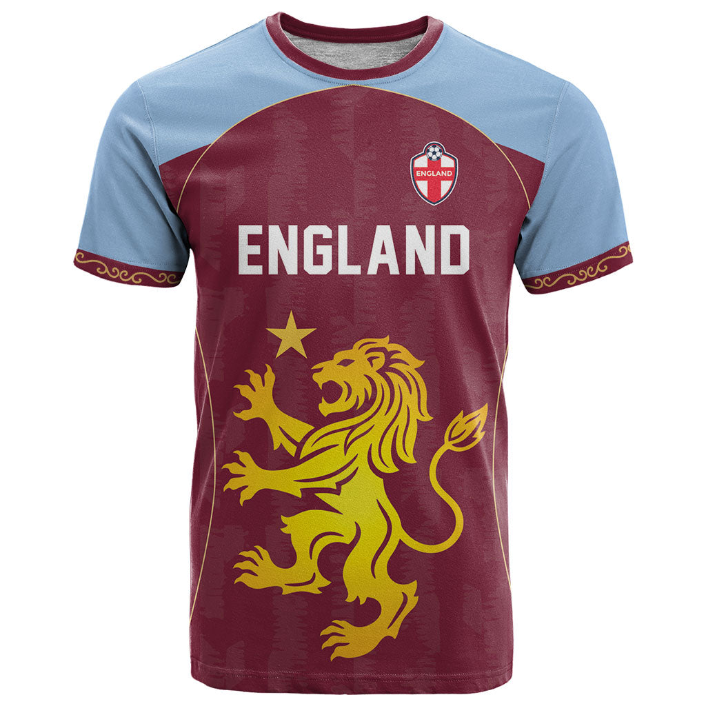 Custom England European Football Champions T Shirt The Villans Rampant Lion Pride