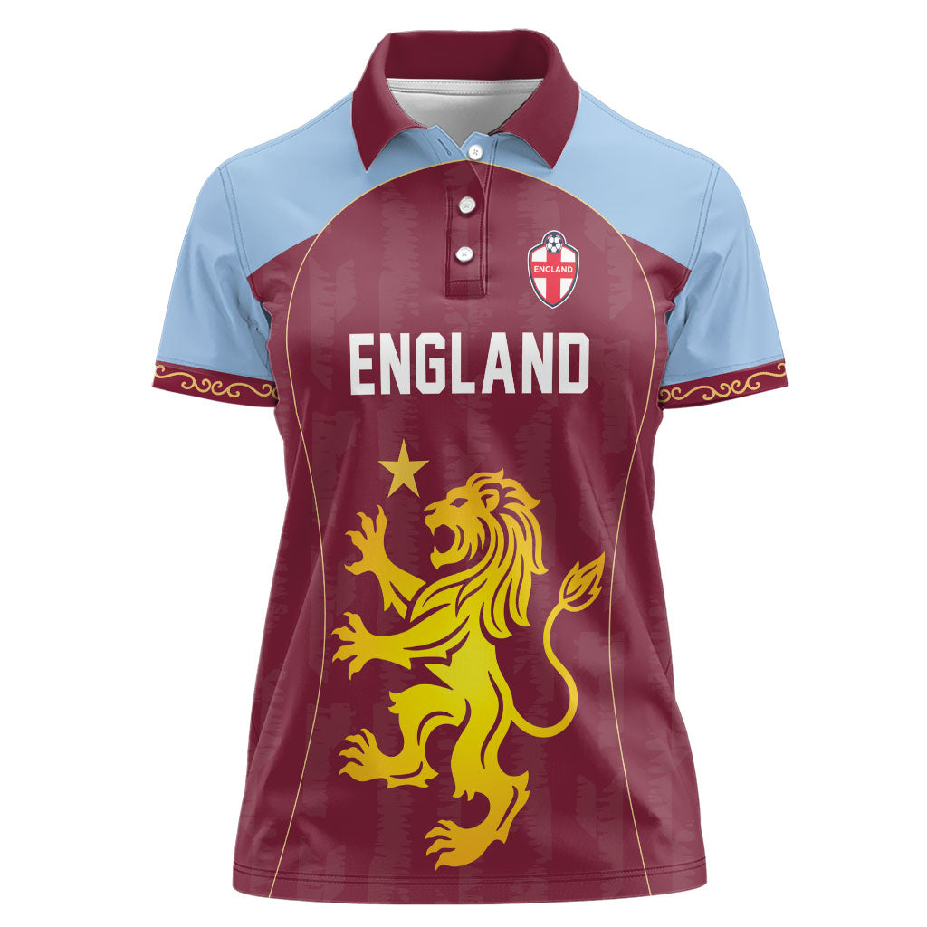 Custom England European Football Champions Women Polo Shirt The Villans Rampant Lion Pride