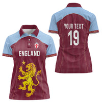 Custom England European Football Champions Women Polo Shirt The Villans Rampant Lion Pride