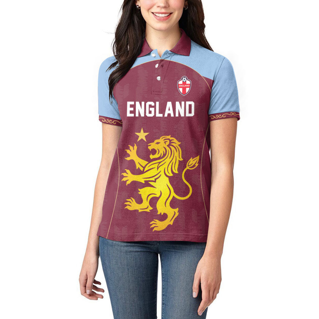 Custom England European Football Champions Women Polo Shirt The Villans Rampant Lion Pride