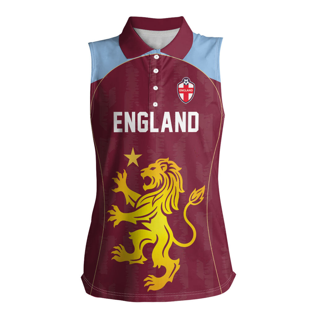 Custom England European Football Champions Women Sleeveless Polo Shirt The Villans Rampant Lion Pride