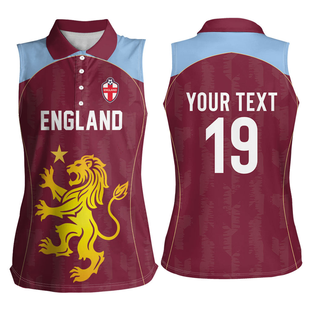 Custom England European Football Champions Women Sleeveless Polo Shirt The Villans Rampant Lion Pride