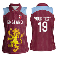 Custom England European Football Champions Women Sleeveless Polo Shirt The Villans Rampant Lion Pride