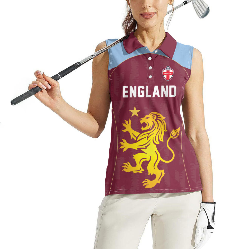 Custom England European Football Champions Women Sleeveless Polo Shirt The Villans Rampant Lion Pride
