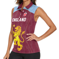 Custom England European Football Champions Women Sleeveless Polo Shirt The Villans Rampant Lion Pride