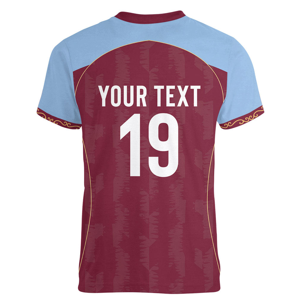 Custom England European Football Champions Women V-Neck T-Shirt The Villans Rampant Lion Pride