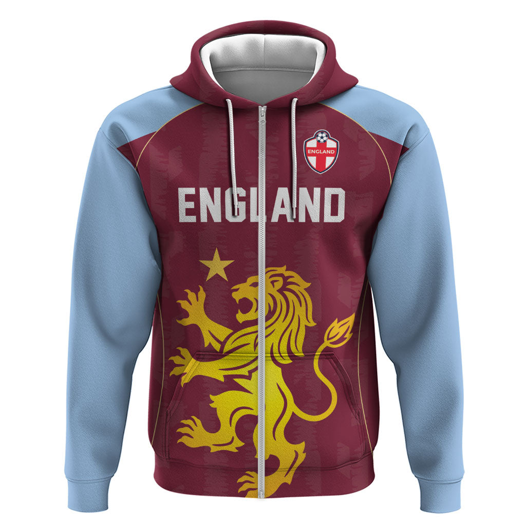 Custom England European Football Champions Zip Hoodie The Villans Rampant Lion Pride