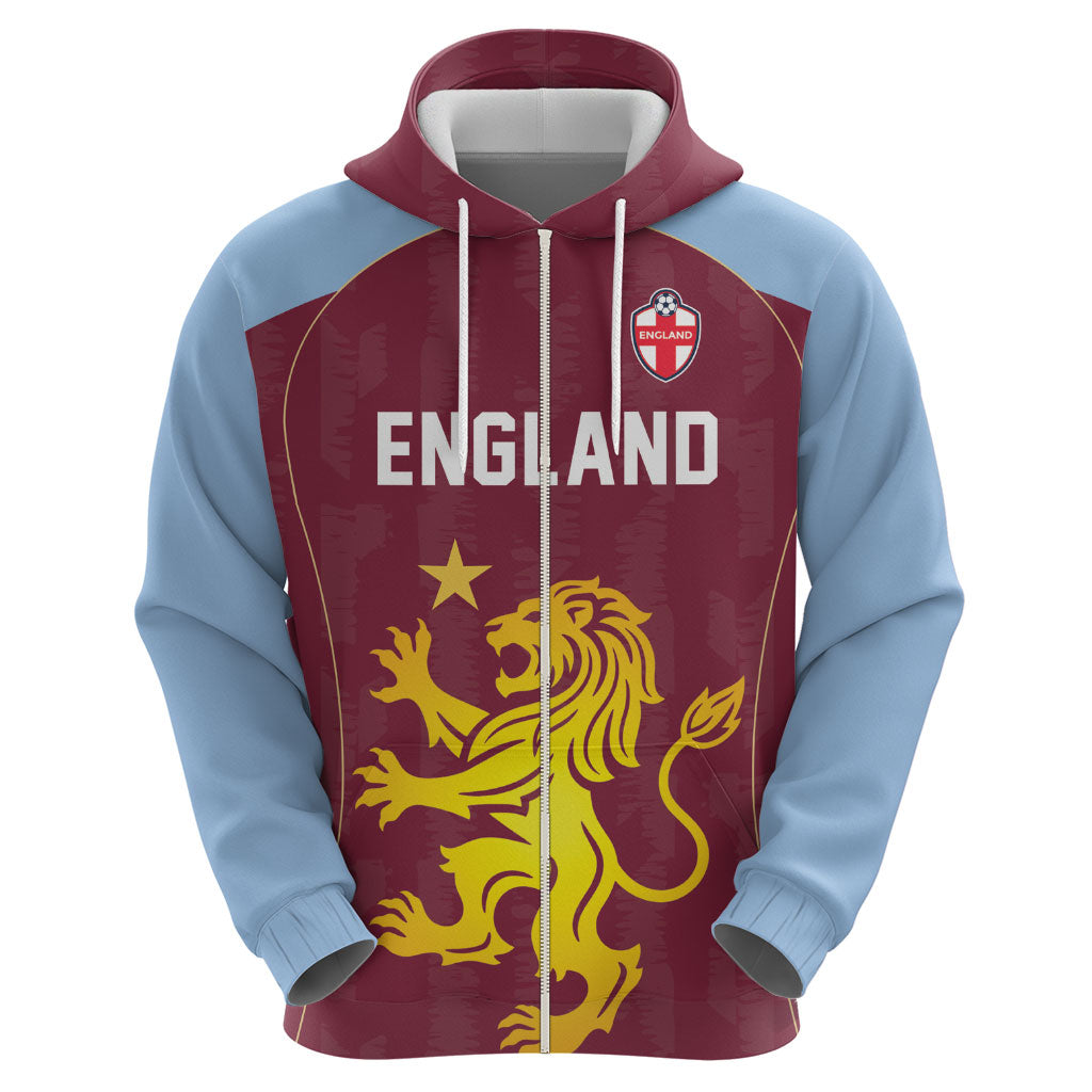 Custom England European Football Champions Zip Hoodie The Villans Rampant Lion Pride