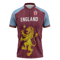 Custom England European Football Champions Zipper Polo Shirt The Villans Rampant Lion Pride