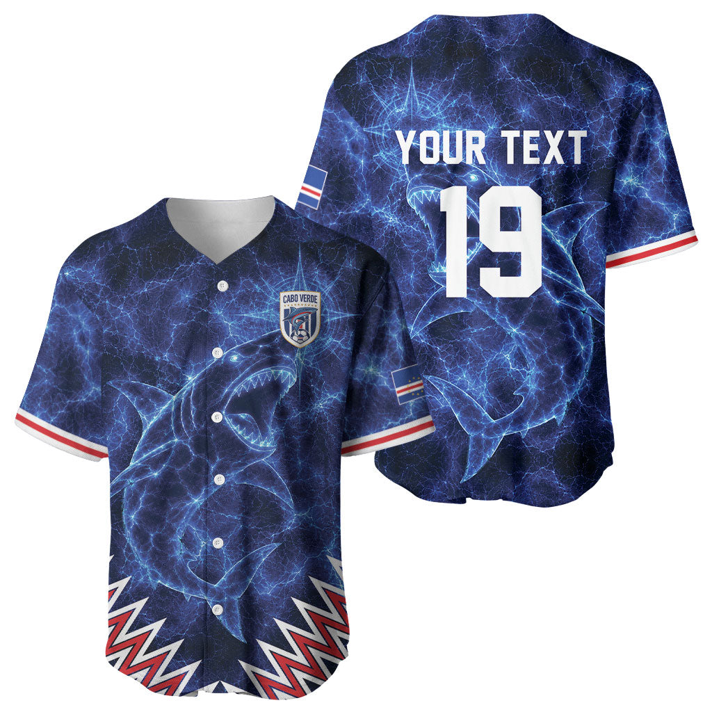 Custom World Football 2026 Cabo Verde Baseball Jersey Go Blue Sharks Glory
