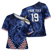 Custom World Football 2026 Cabo Verde Cross Shoulder Shirt Go Blue Sharks Glory